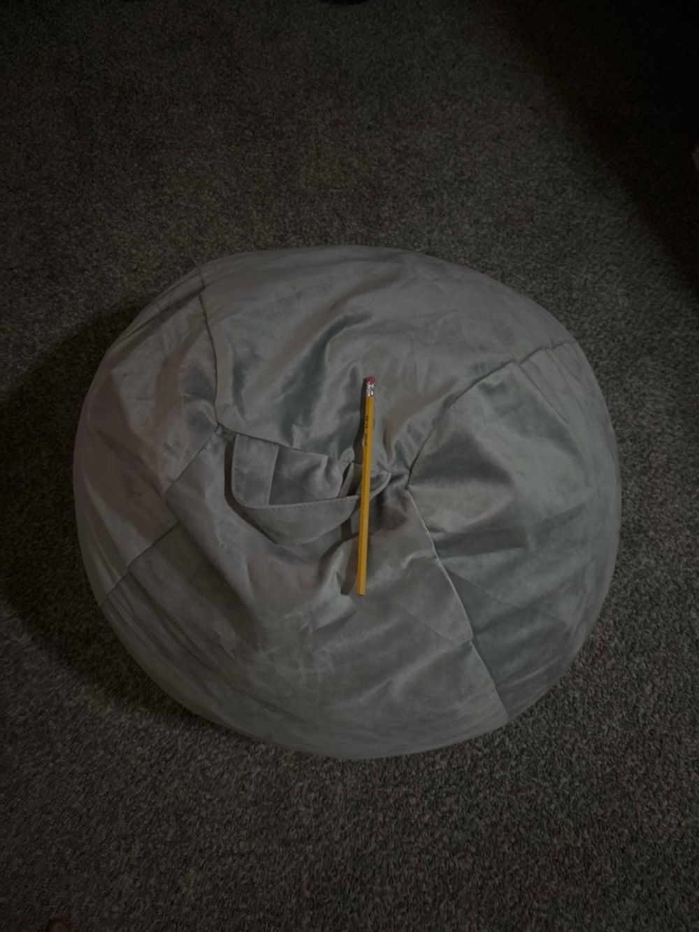 Gray Suede-Look Round Floor Pouf Bean bag